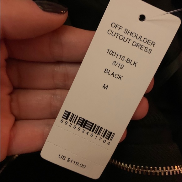 BEBE Mesh inset off the shoulder dress - Picture 4 of 7